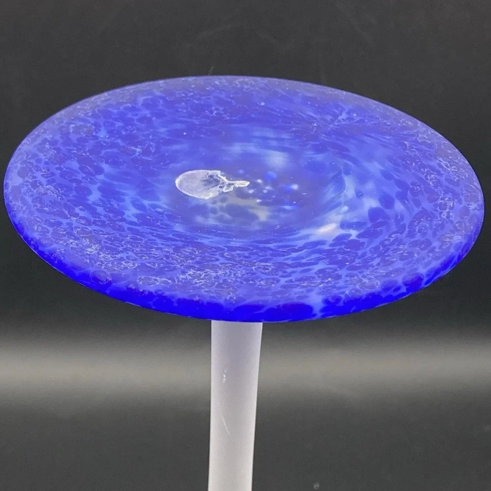 2 Grey Goose Vodka Frosted Martini Glass Cobalt Blue Swirl Base Flying Geese #5